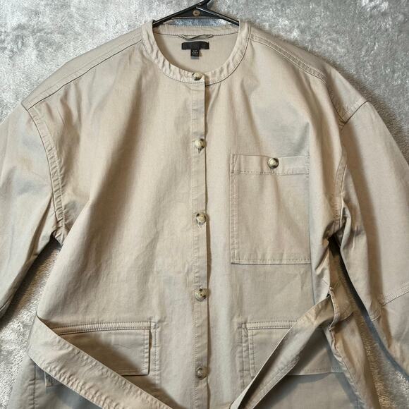 ATM Anthony Thomas Melillo Collarless Twill Belted Shirt Jacket Size Small Khaki - Picture 6 of 8